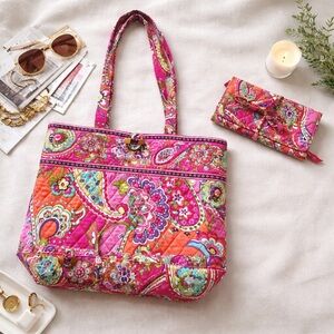 Vera Bradley Pink Swirls Tote + Jewelry Organizer Set NWT Retired Bundle
